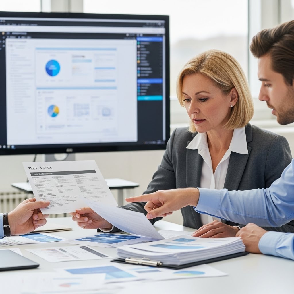 Person using BidHawk AI on a laptop for procurement reviews